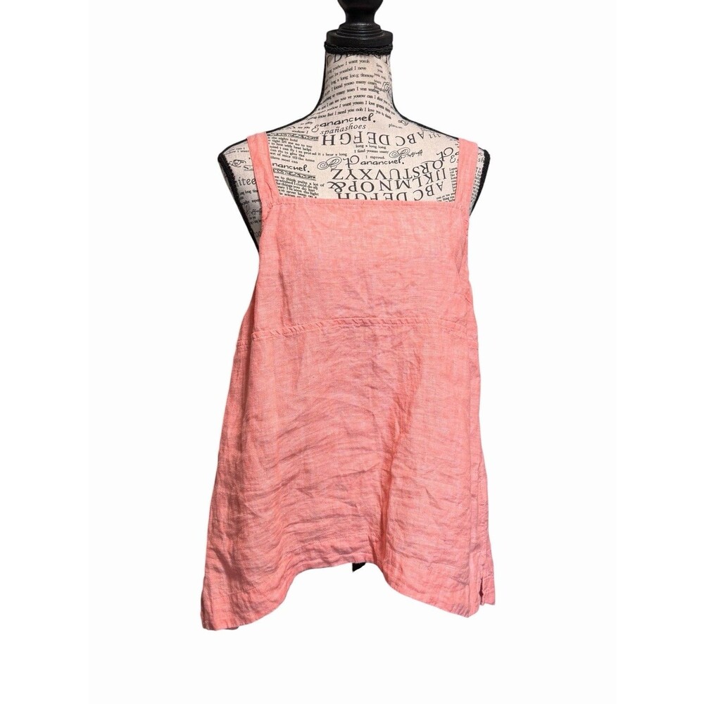 Athleta Voyager Womens Linen Tank Top Size Medium Orange Sleeveless Straps.